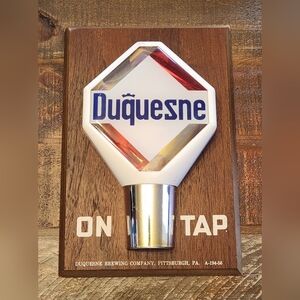 Duquesne Beer Tap Handle with Red and White Design